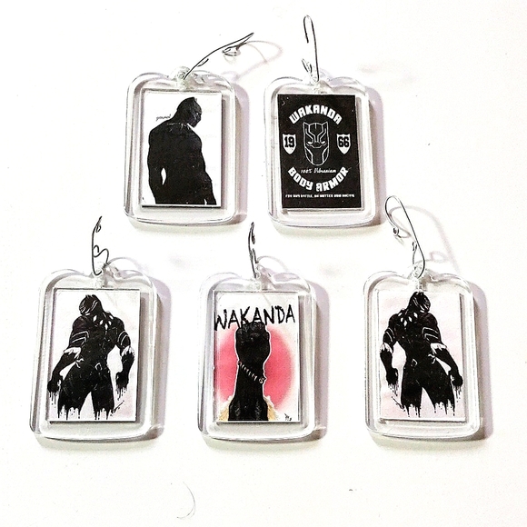 *HAPPY HOLIDAYS* (5x) Black Panther Ornaments! Double Sided. Handmade. Unisex. - Picture 6 of 6